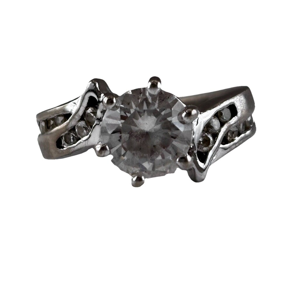 Vintage 925 Sterling CZ Ring Signed PAD Size 5.75 Channel Set Engagement Wedding
